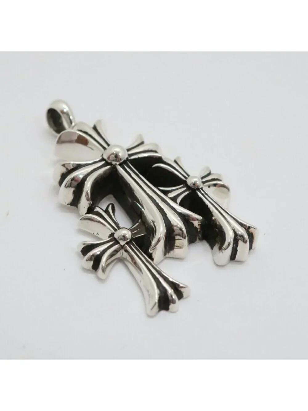Chrome Hearts Ten 3 CH Crs Sml Triple CH Black 925 Sterling Silver Receipt